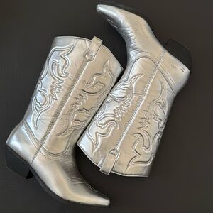 Metallic Silver Cowboy Boots